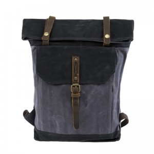 18SC-6776M Προσαρμοσμένη τσάντα σακίδιο καμβά με γνήσια δερμάτινη τσέπη οργανωτή τσέπης για φοιτητές
